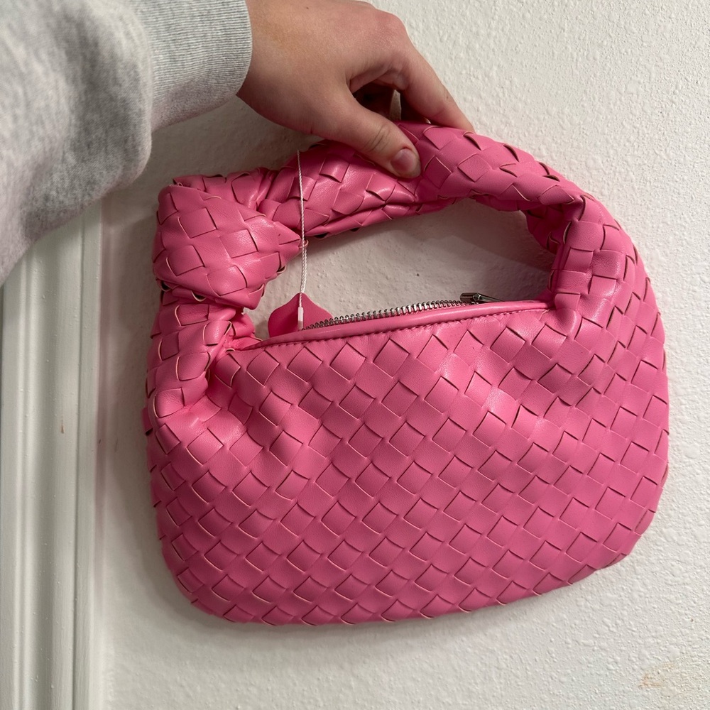 Pink woven purse (no brand and bought from college town boutique)